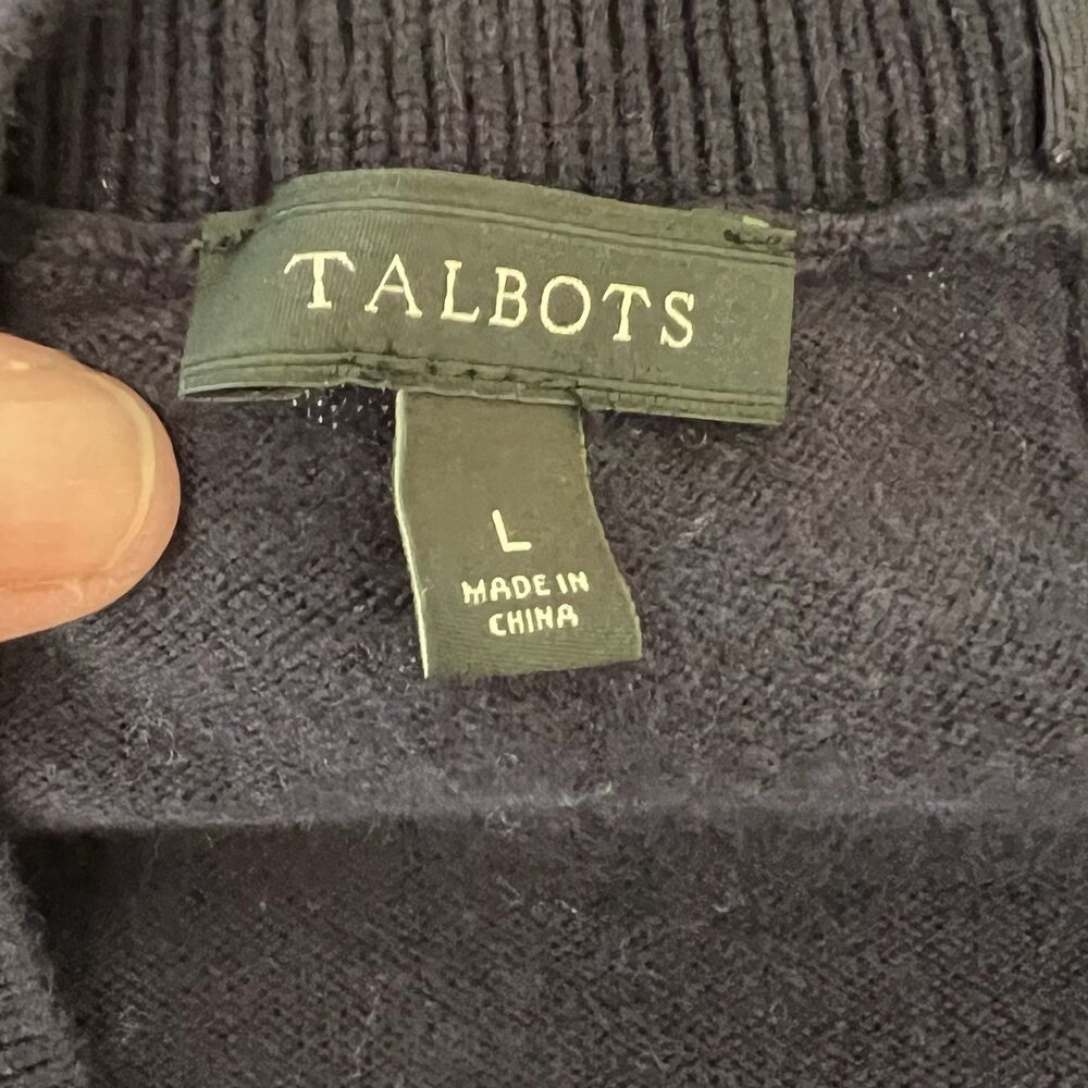 Talbots Women's Blue Party Hat Sweater Size Large With Tie Detail Cashmere Blend - Picture 5 of 6